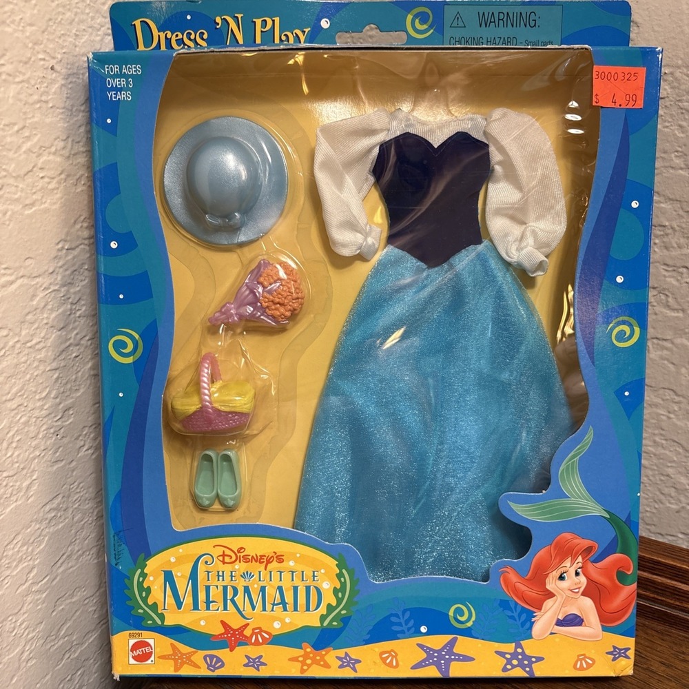 Vtg NRFB 1997 Mattel Disney Little Mermaid Dress N'Play Fashion 69291 Blue